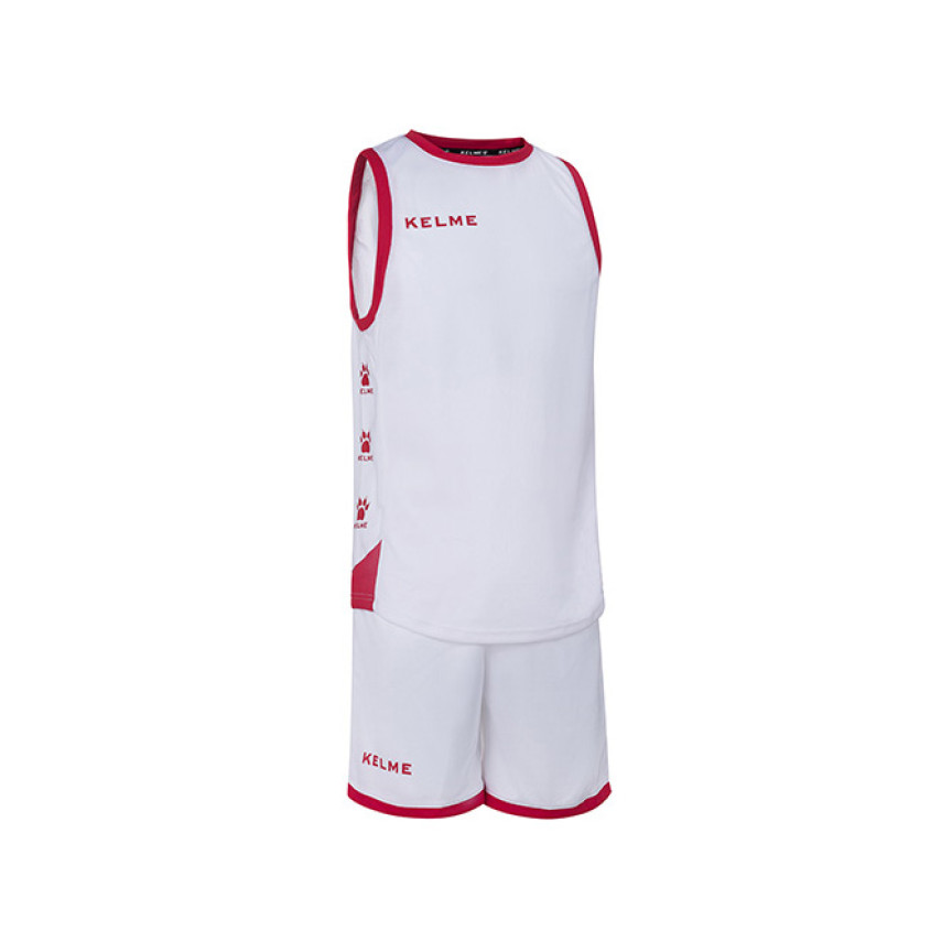Комплект баскетбольної форми біло-червоний KELME VITORIA 80803.0140